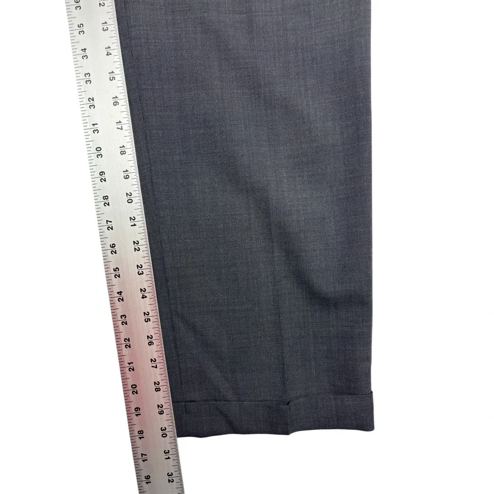 vtg 90s Ralph Lauren Chaps 40R 32x30 Charcoal 2pc Pant Suit Wool Cuffed Pleated